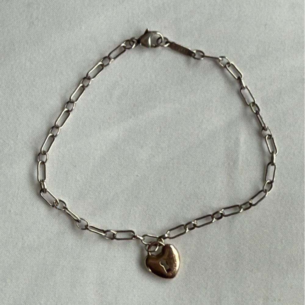 Tiffany silver  chain with gold love lock